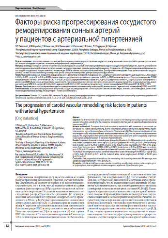 Факторы риска прогрессирования сосудистого ремоделирования сонных артерий у пациентов с артериальной гипертензией
