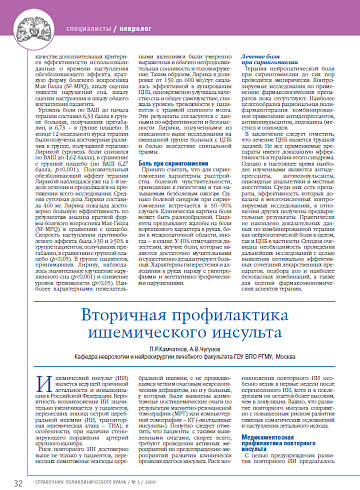 Вторичная профилактика ишемического инсульта