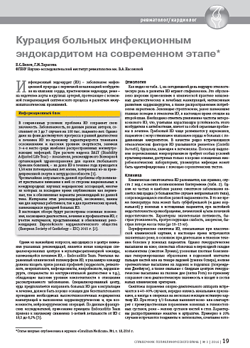 Курация больных инфекционным эндокардитом на современном этапе