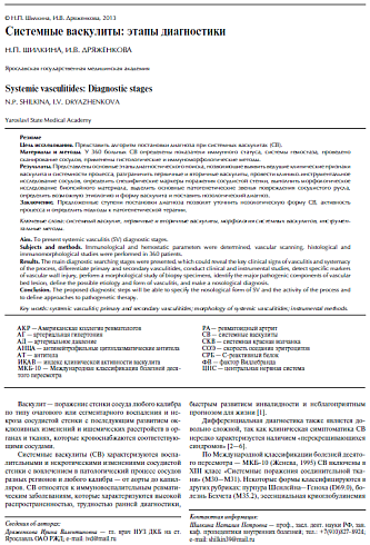 Системные васкулиты: этапы диагностики