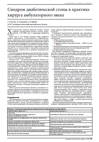 Синдром диабетической стопы в практике хирурга амбулаторного звена