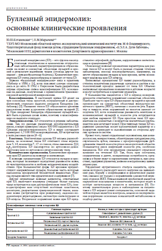 Буллезный эпидермолиз:  основные клинические проявления
