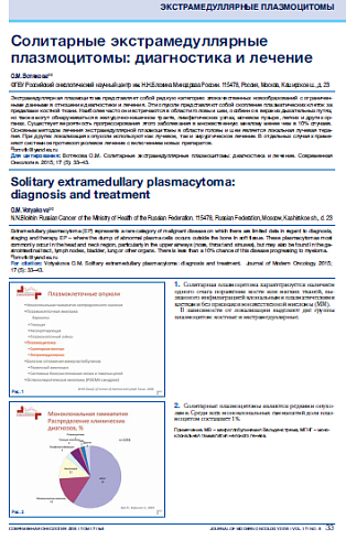 Солитарные экстрамедуллярные плазмоцитомы: диагностика и лечение 