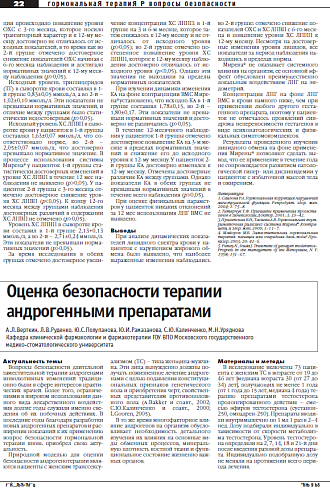 Оценка безопасности терапии  андрогенными препаратами