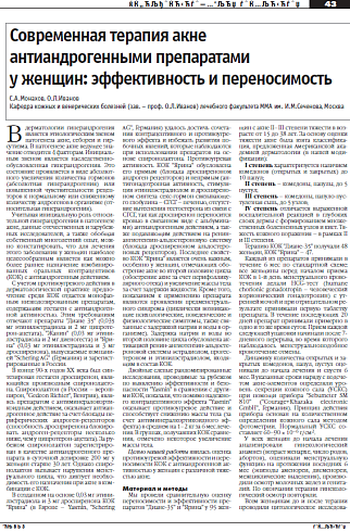 Современная терапия акне антиандрогенными препаратами у женщин: эффективность и переносимость