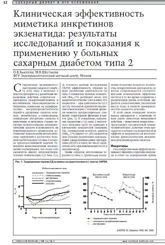 Клиническая эффективность миметика инкретинов экзенатида: результаты исследований и показания к применению у больных сахарным диабетом типа 2