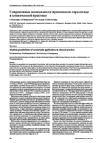 Современные возможности применения торасемида  в клинической практике