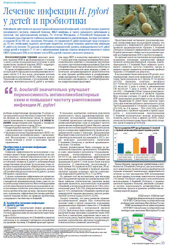 Лечение инфекции H. pylori у детей и пробиотики