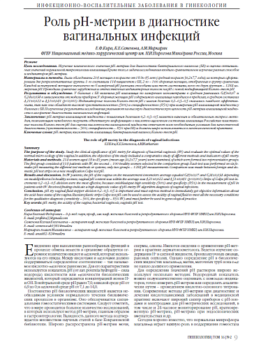 Роль рН-метрии в диагностике вагинальных инфекций