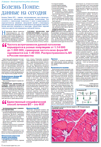 Болезнь Помпе: данные на сегодня