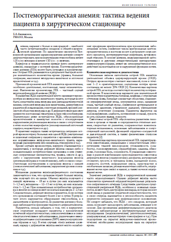 Постгеморрагическая анемия: тактика ведения пациента в хирургическом стационаре