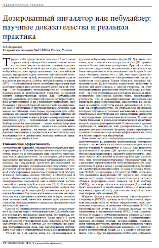 Дозированный ингалятор или небулайзер:научные доказательства и реальная практика