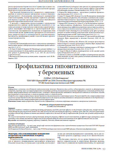 Профилактика гиповитаминоза  у беременных