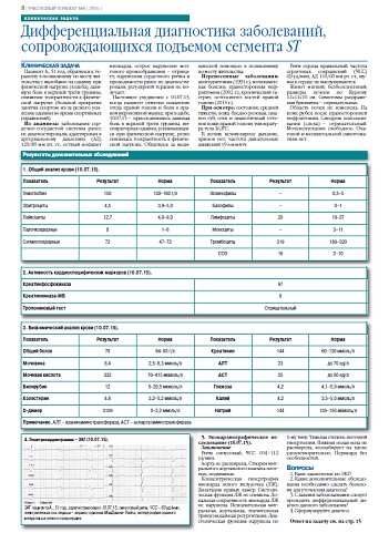 Дифференциальная диагностика заболеваний, сопровождающихся подъемом сегмента ST
