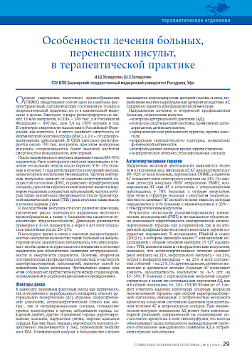 Особенности лечения больных, перенесших инсульт, в терапевтической практике