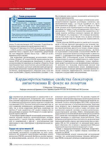 Кардиопротективные свойства блокаторов ангиотензина ΙΙ: фокус на лозартан