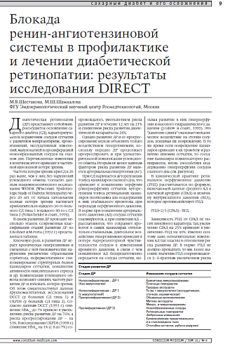 Блокада ренин-ангиотензиновой системы в профилактике и лечении диабетической ретинопатии: результаты исследования DIRECT