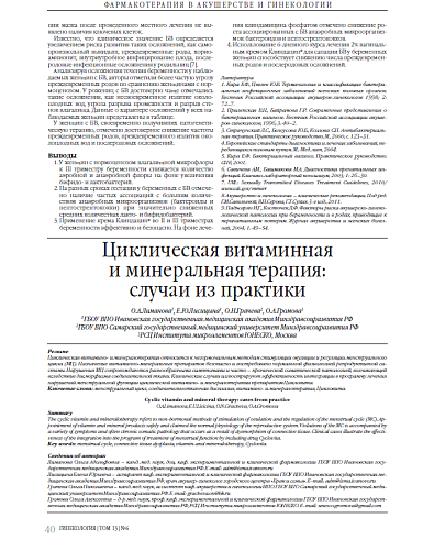 Циклическая витаминная  и минеральная терапия:  случаи из практики