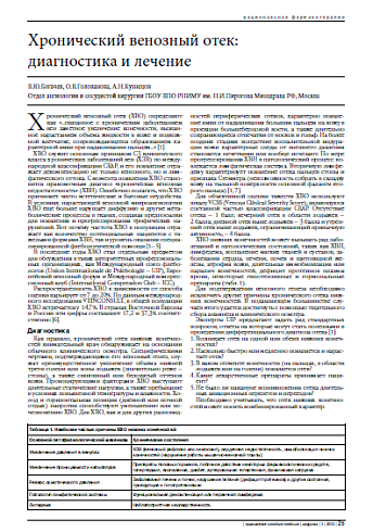 Хронический венозный отек:  диагностика и лечение