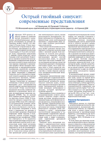 Острый гнойный синусит: современные представления