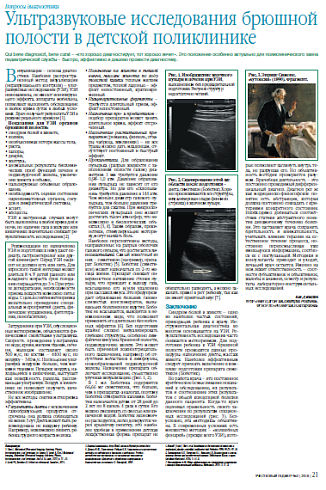 Ультразвуковые исследования брюшной полости в детской поликлинике