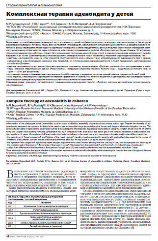Комплексная терапия аденоидита у детей