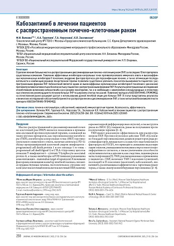 Кабозантиниб в лечении пациентов с распространенным почечно-клеточным раком