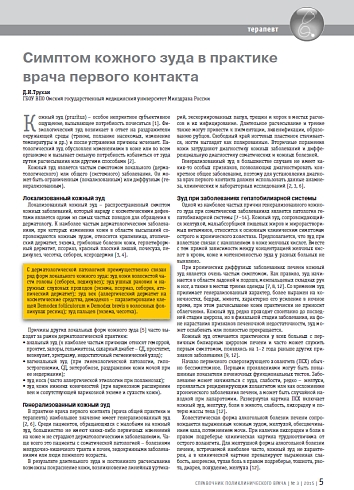 Симптом кожного зуда в практике врача первого контакта