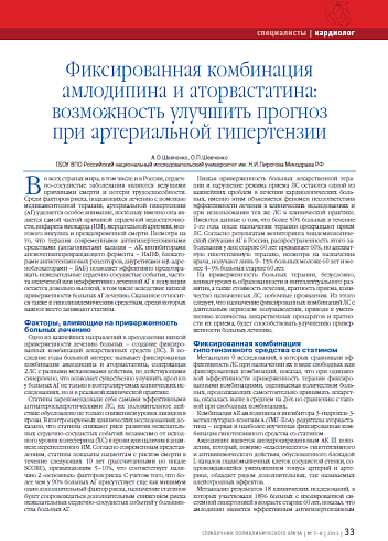 Фиксированная комбинация амлодипина и аторвастатина: возможность улучшить прогноз при артериальной гипертензии