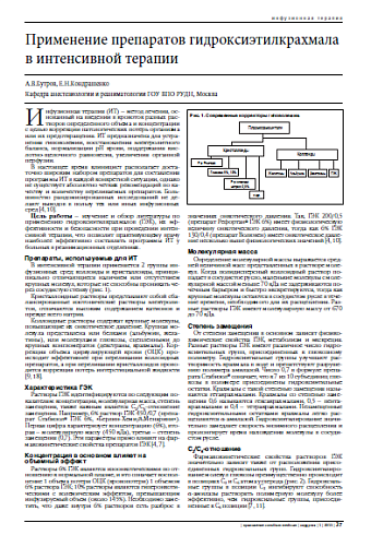 Применение препаратов гидроксиэтилкрахмала в интенсивной терапии