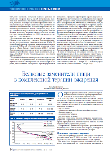 Белковые заменители пищи в комплексной терапии ожирения