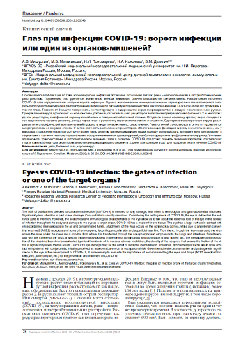 Глаз при инфекции COVID-19: ворота инфекции или один из органов-мишеней?