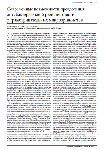 Современные возможности преодоления  антибактериальной резистентности  у грамотрицательных микроорганизмов