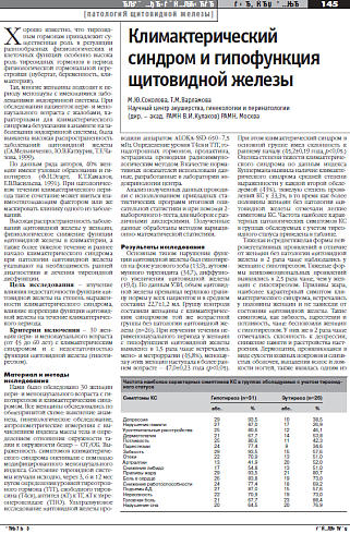 Климактерический синдром и гипофункция щитовидной железы