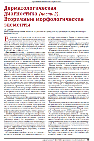 Дерматологическая диагностика (часть 2). Вторичные морфологические элементы