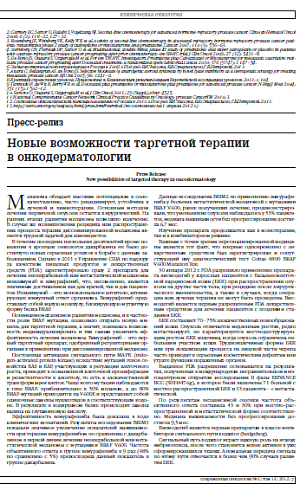 Новые возможности таргетной терапии  в онкодерматологии