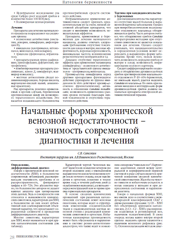 Начальные формы хронической венозной недостаточности – значимость современной диагностики и лечения