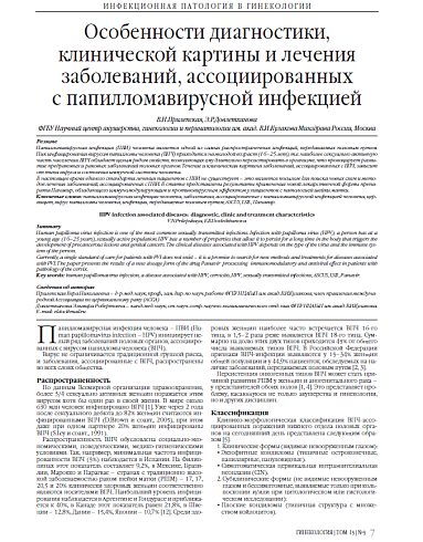 Особенности диагностики, клинической картины и лечения заболеваний, ассоциированных  с папилломавирусной инфекцией